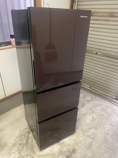 【関東配達可能】ハイセンス 冷蔵庫 幅55cm 282L ダークブラウン HR-G2801BR 3ドア 右開き 真ん中野菜室 自動霜取り ガラスドア