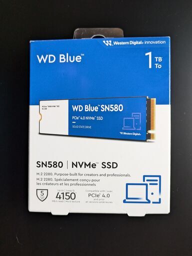 最強 M.2　SSD：ウエスタンデジタル M.2 SSD 1TB  WD Blue SN580 NVMe