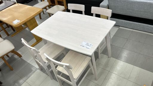 ★ジモティ割あり★  ダイニングセット ホワイト H72×D80×W120 クリーニング済み TC1170