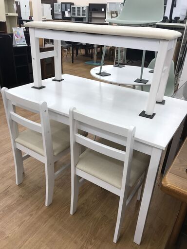★ジモティ割あり★  ダイニングセット4人掛け ホワイト H73×W115×D70 クリーニング済み KJ6020
