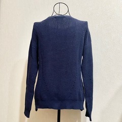 【チラ見せレース】ネイビー×ゴールド/セーター【古着】の画像