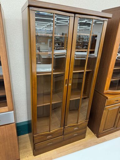 ★ジモティ割あり★  食器棚 ブラウン H194×W90×D40 クリーニング済み KJ6022