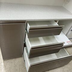 J5204 ニトリ NITORI 食器棚 アルミナ2 120KB SI キッチンボード