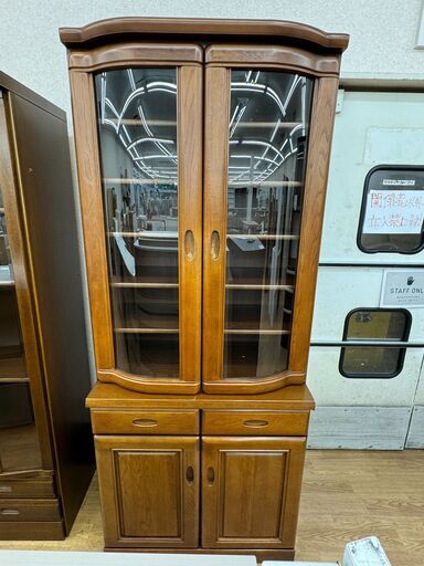 ★ジモティ割あり★ シギヤマ家具 食器棚 ブラウン H194×W82×D45 クリーニング済み KJ6023