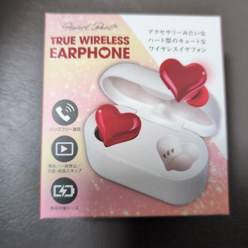トゥルーワイヤレスイヤホン　ハート型　レッド