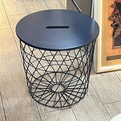 IKEA 収納バスケット サイドテーブル ネイビー KVISTB...