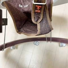 歩行器　永和 ベビーシンプルウォーカー ブラウン　ストップマット付きの画像
