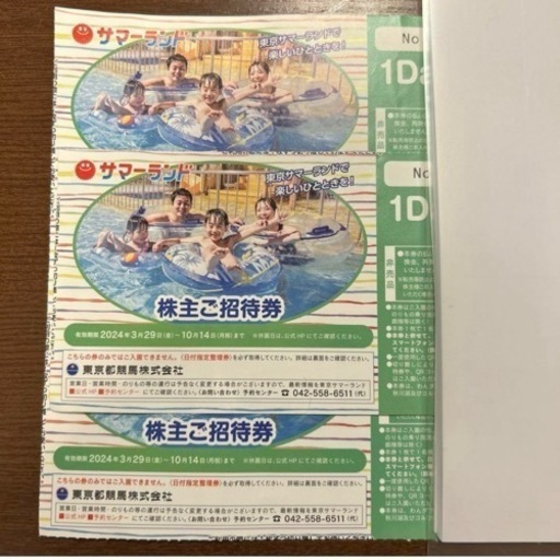 東京サマーランド　株主ご招待券　3枚