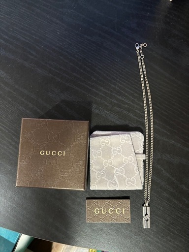 グッチ ネックレス GUCCI メンズ ノット プレート ロングペンダント シルバー