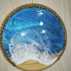 海オーシャンレジン　バンブーコースター4枚セット　ゴールドライン...