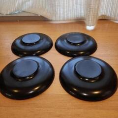 漆器　栃塗　ダルマ　茶托　(4枚)の画像