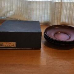 漆器　栃塗　ダルマ　茶托　(4枚)の画像