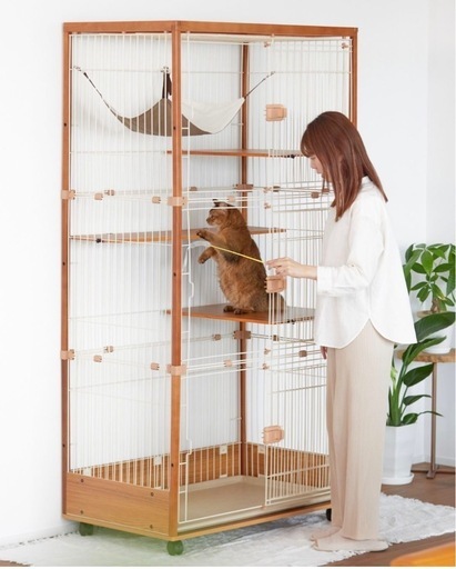 ieneko 3段ケージ　無垢材