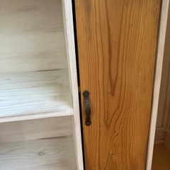 ハンドメイド アンティーク風のシェルフ  木製棚 ホワイト&ナチュラルの画像