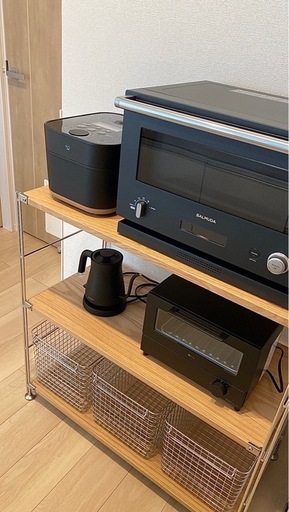 【受渡し予定者決まりました】ステンレスユニットシェルフ　オーク棚