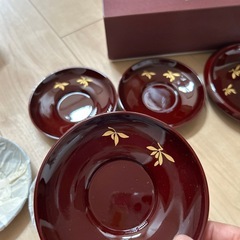 美術漆器 茶托5 菓子器5 新品の画像