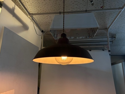 長澤ライティング　スチールシェード　木目調　ペンダントランプ　LED電球付き