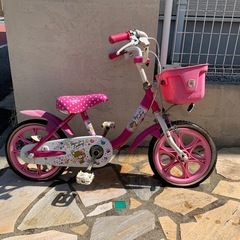 無料　子供　14インチ　自転車　ピンク女の子　クリスタルキャンディー　　　の画像