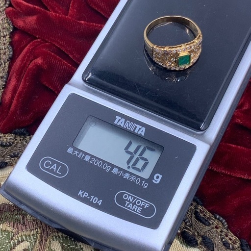 K18 エメラルドリング　4.6g ダイヤモンド　リング