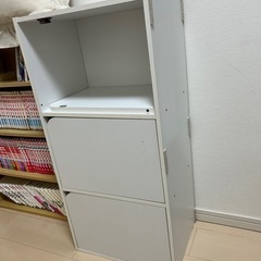 扉つき3段カラーボックス(白)の画像