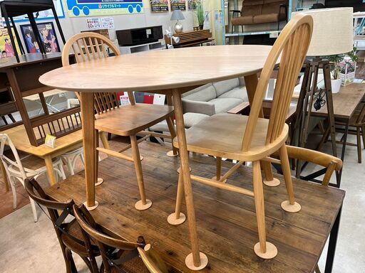 🥗可愛い丸テーブル🥗ダイニング3点セット テーブル 椅子🥗幸家具 大川