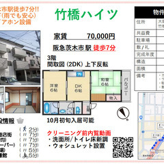 成約済 ※大家直接※ ★動画★ 礼金7万円➡3.5万円 阪急茨木...
