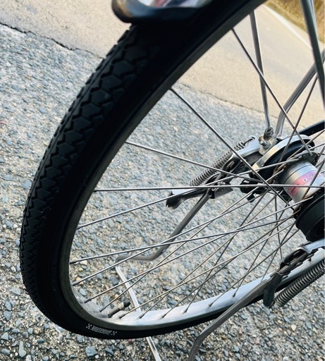 【27インチ自転車】内装3段変速、LEDオートライト　前後タイヤ、前カゴ新品