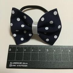 リボンヘアゴム  ブルー系の画像