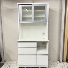 19465 NITORI 2枚ガラス扉 キッチンボード 幅900 食器棚 ◇大阪市内