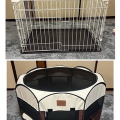 【2点セット】折りたたみメッシュサークル　ドッグゲージ　犬　犬用