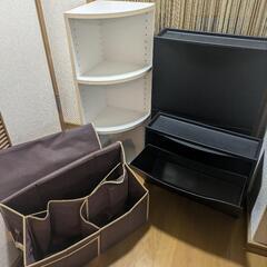 ３段カラーボックスコーナー　収納ケース　紙袋収納