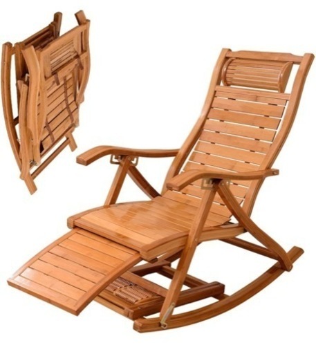 竹庭 折りたたみ式 竹製 揺れる椅子 5段階調整