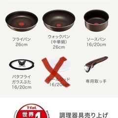 【無料】ティファール ガス火専用 フライパン鍋7点セット の画像