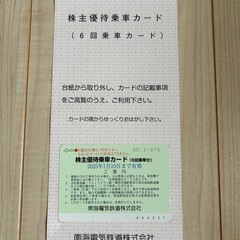 2025年1月10日まで有効　南海電車株主優待乗車カードの画像