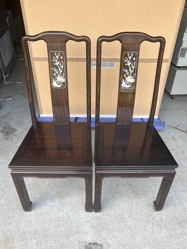 ☆黒檀 螺鈿 ダイニングチェア2点セット