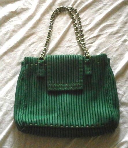◆memade トートバッグ 中古品 グリーン イタリア製