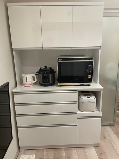 食器棚  [幅120cm] キッチンボード ( レジューム120-2TF-H WH/120-2QH-R WH) ニトリ製