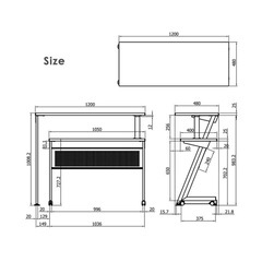 【最終値下げ！！】回転式3WAYスタンディングデスク 幅120 - 幅200 Lの画像