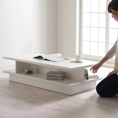 【購入価格2万円】リビングテーブル　ソファーテーブル　木製　ホワイト