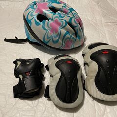 OGK サイクル 自転車 ヘルメット 花柄　子供ジュニア児童用＋プロテクターセット　の画像