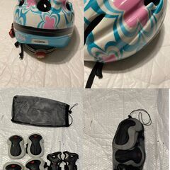 OGK サイクル 自転車 ヘルメット 花柄　子供ジュニア児童用＋プロテクターセット　の画像