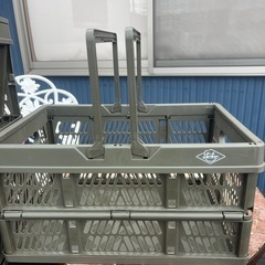 3個セット！　収納バスケット ハンドル付き 折りたたみ コンテナ カーキ の画像