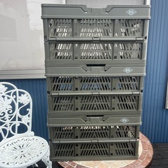 3個セット！　収納バスケット ハンドル付き 折りたたみ コンテナ カーキ の画像