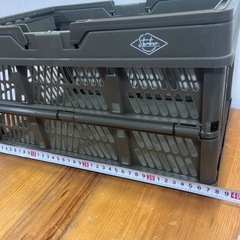 3個セット！　収納バスケット ハンドル付き 折りたたみ コンテナ カーキ の画像