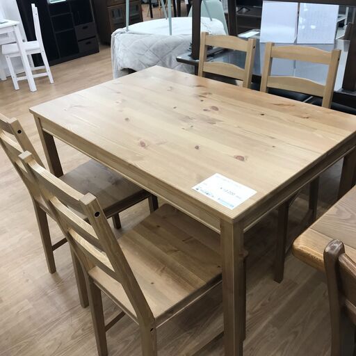 ★ジモティ割あり★ IKEA Jokkmokk ヨックモック ダイニングテーブルセット　椅子４脚付 ナチュラル H74×W118×D74 クリーニング済み KJ6039
