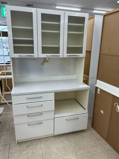 ★店長特別値引き★ Pamouna レンジボード 白 H197×D55.2×W120 クリーニング済み TJ8306