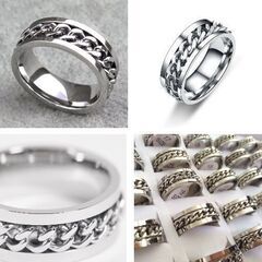 チタンステンレス鋼シルバー回転リング（新品）16.5号の画像