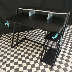 現行品 MOTPK ゲーミングデスク 収納ラック2段付き カッ...