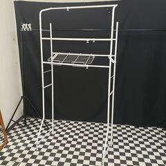 【コレ見て！ 家具】 ランドリーラック 棚２段  ハンガーバー付きの画像