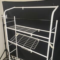 【コレ見て！ 家具】 ランドリーラック 棚２段  ハンガーバー付きの画像